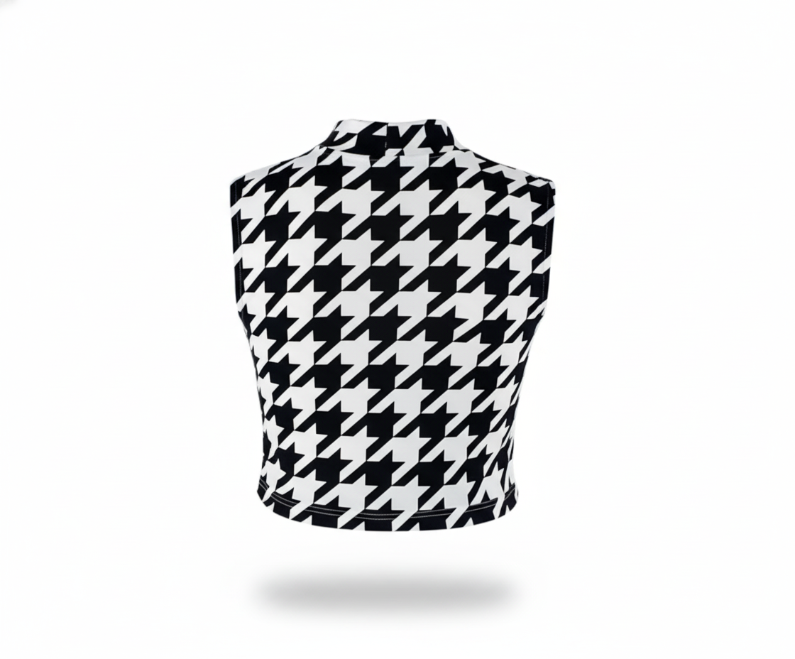 Crop top sin mangas con estampado que acentúa tu silueta