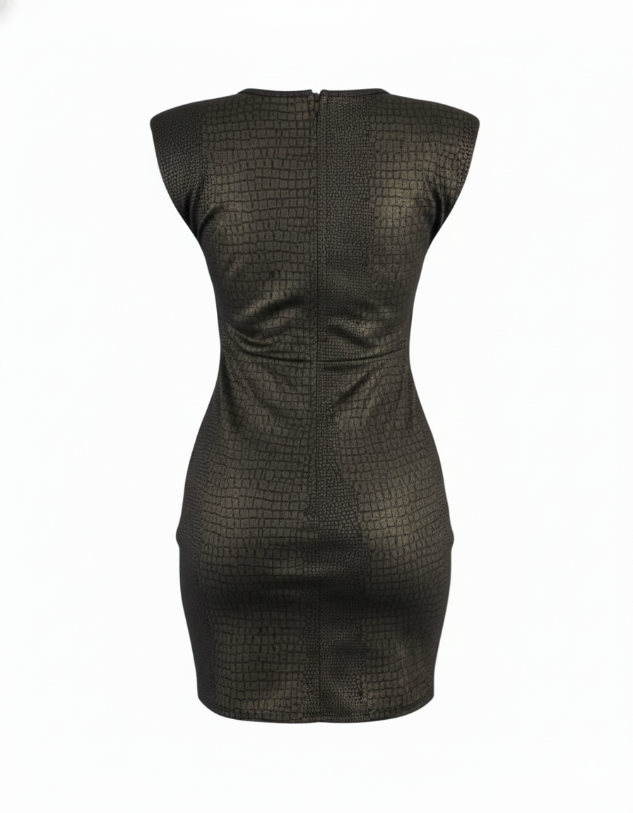 Minivestido con hombreras que potencia tu silueta con estilo atrevido y moderno