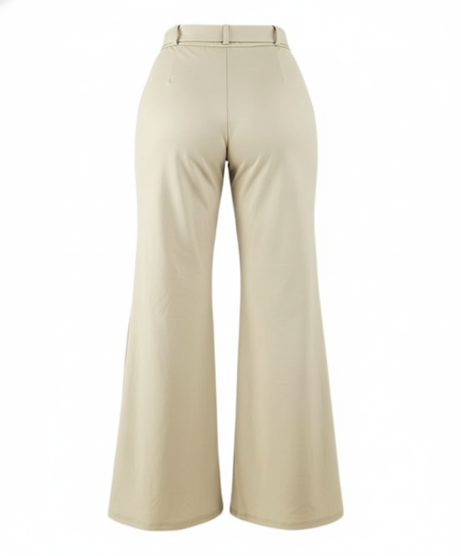 Pantalón acampanado con efecto vinilado que alarga tu silueta con estilo audaz