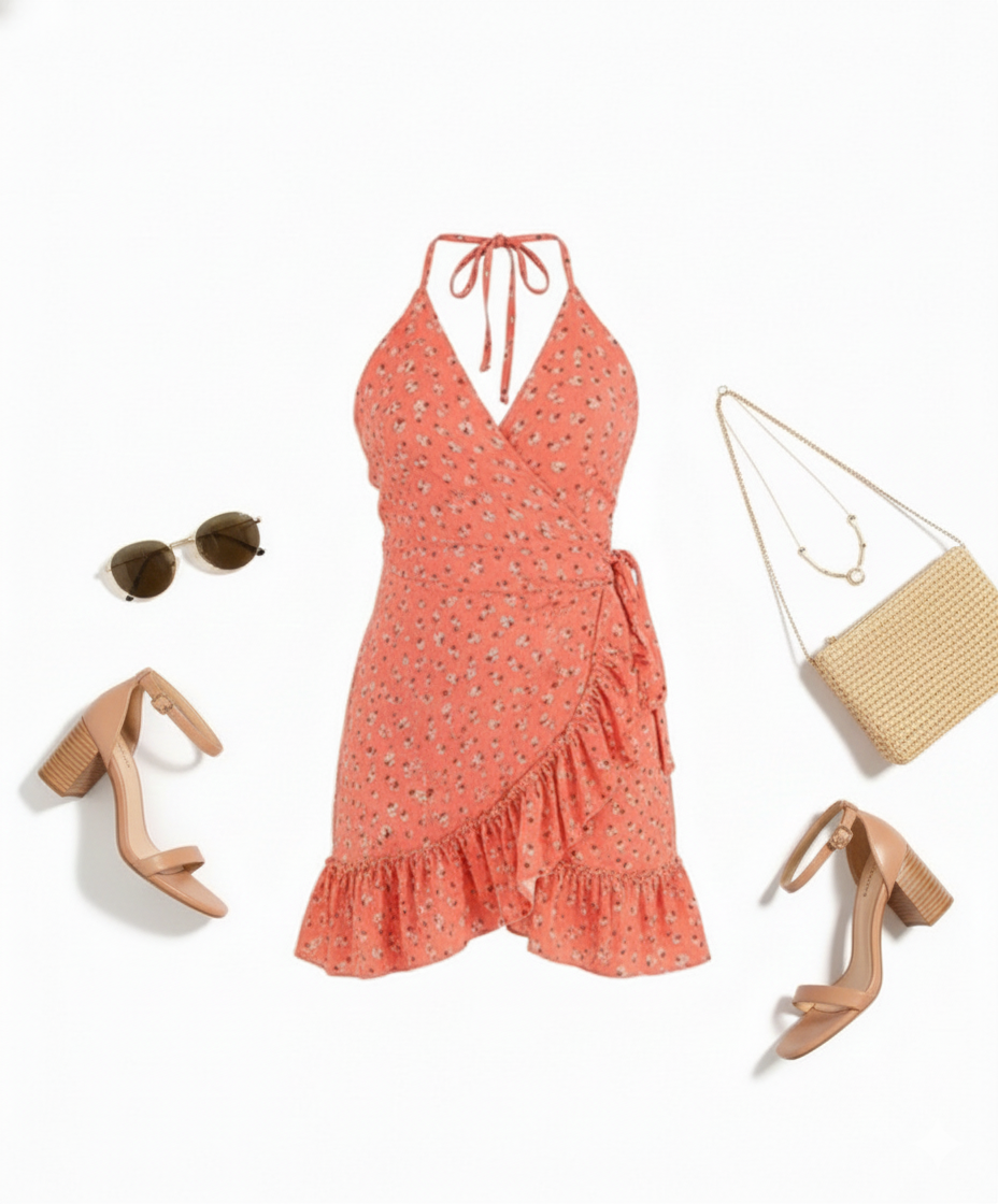Minivestido floral con olanes que irradia frescura y encanto