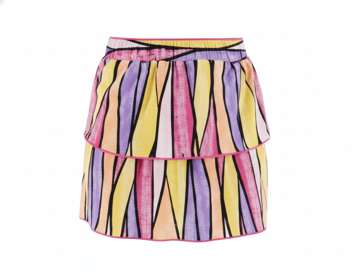 Minifalda con olanes en gajos de color que anima cualquier outfit con alegría visual
