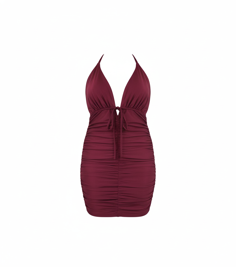 Minivestido fruncido con escote que resalta tu silueta con audacia