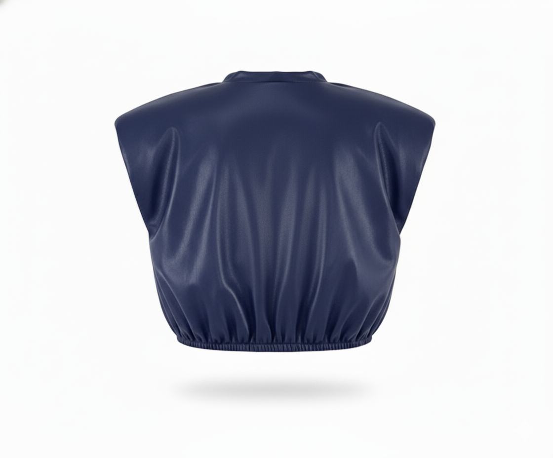Crop top sin mangas con estructura vinipiel que impone estilo urbano