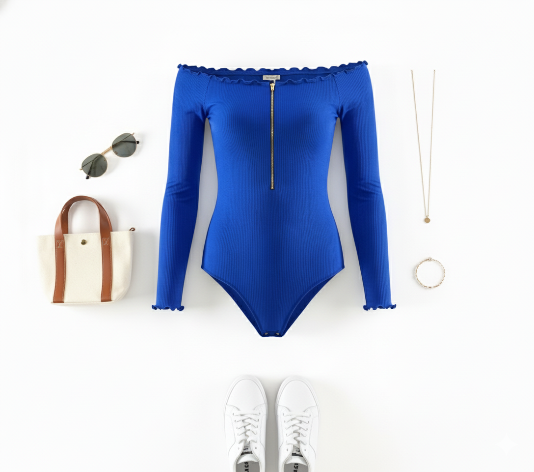 Pantyblusa con hombros descubiertos y cremallera que enmarca tu figura