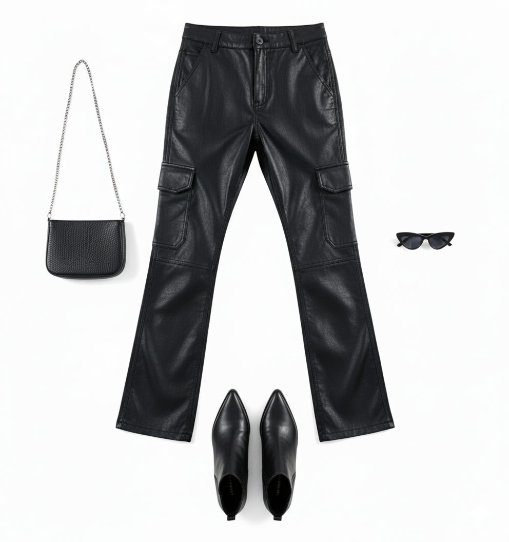 Pantalón cargo de vinil con cinturón que potencia tu seguridad visual