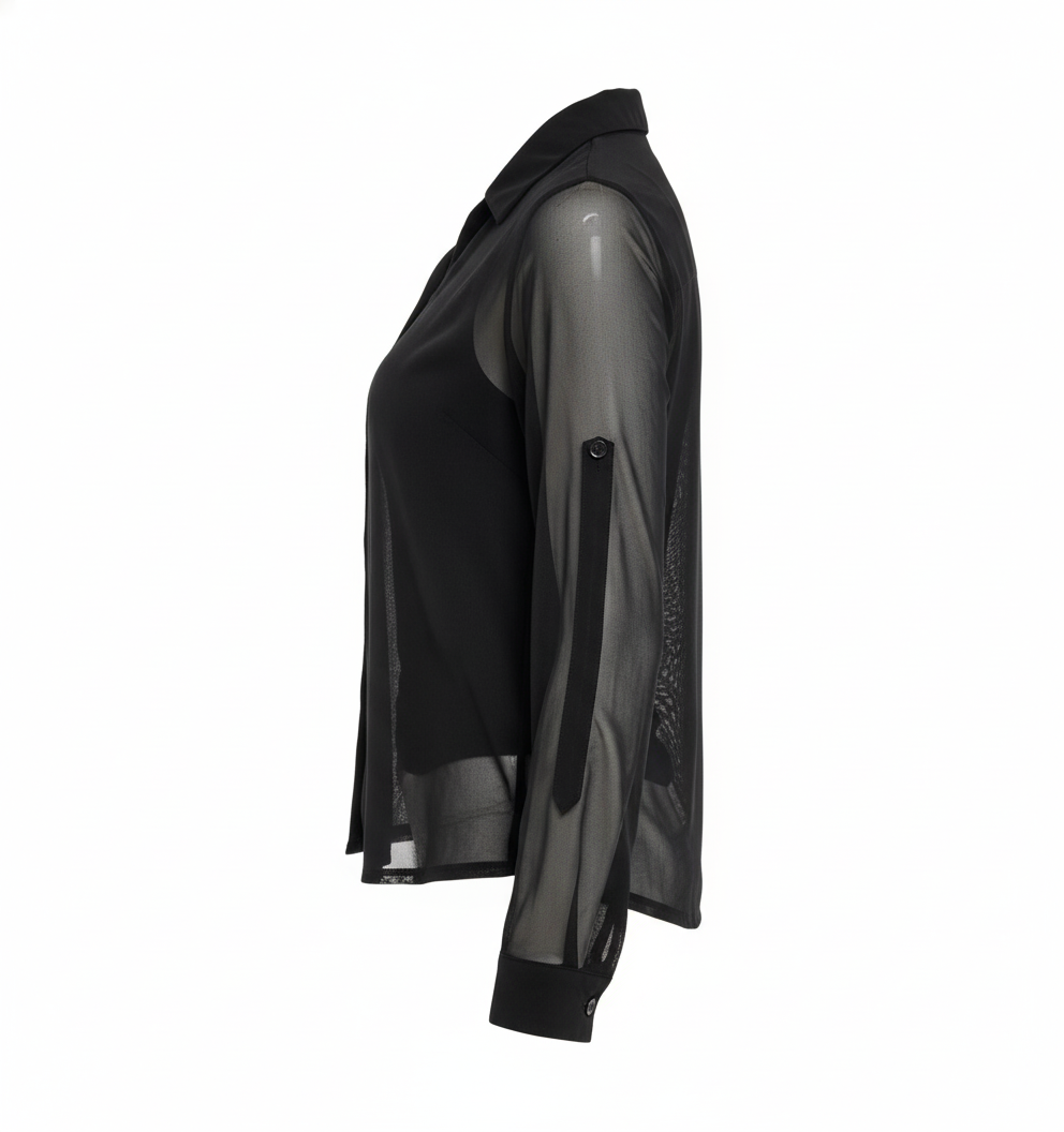 Blusa manga larga semitransparente que añade sensualidad elegante a tu look
