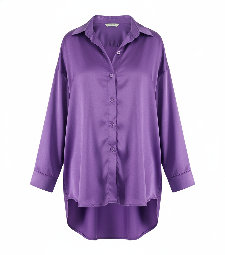 Blusa oversize satinada que combina fluidez y elegancia casual
