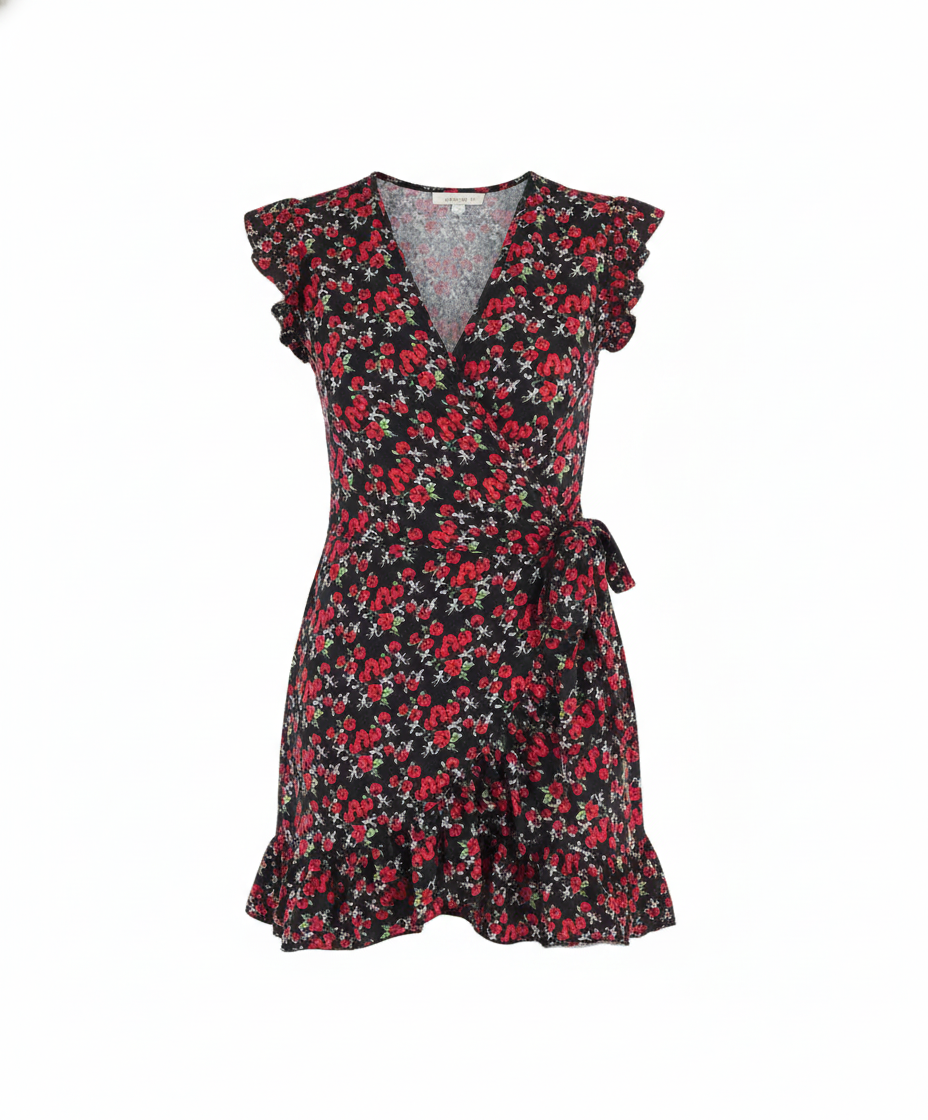 Minivestido floral con cruce que acentúa tu silueta con frescura