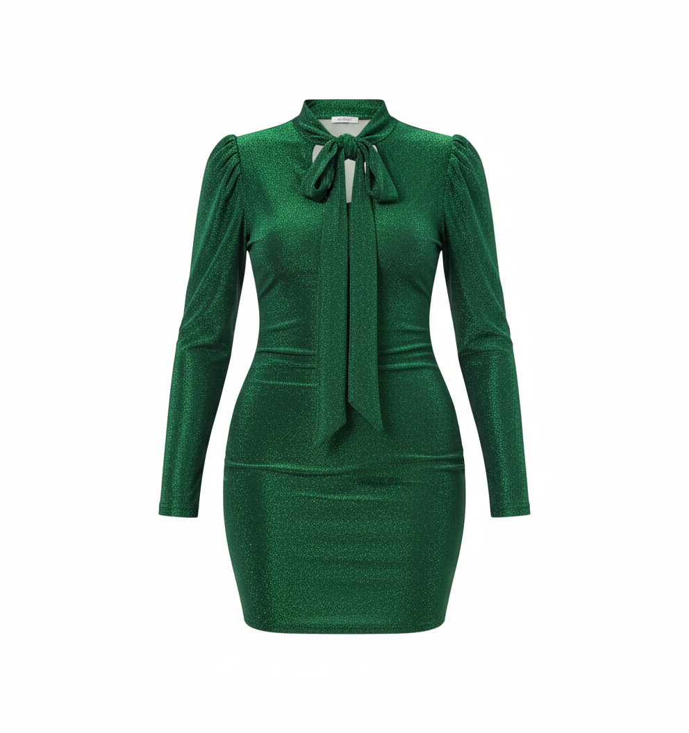 Vestido corto con cintilla en cuello que estiliza con sofisticación sutil