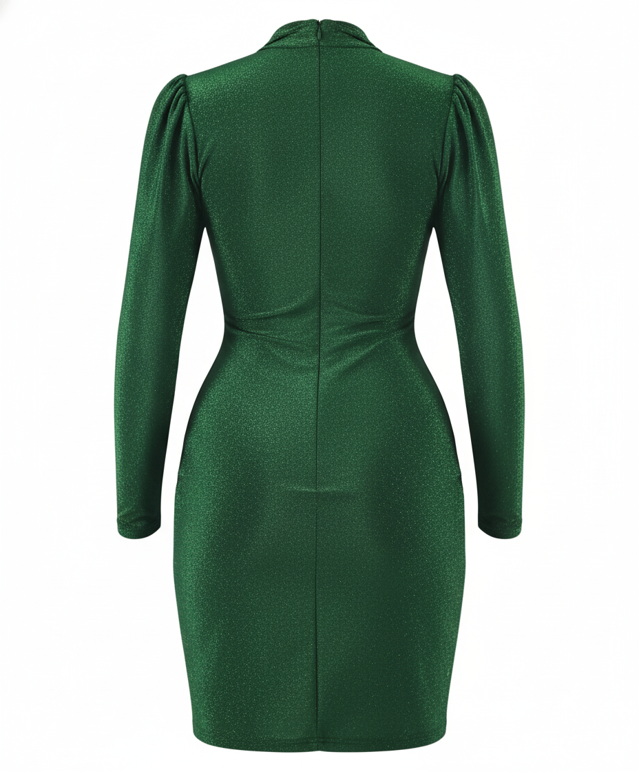 Vestido corto con cintilla en cuello que estiliza con sofisticación sutil