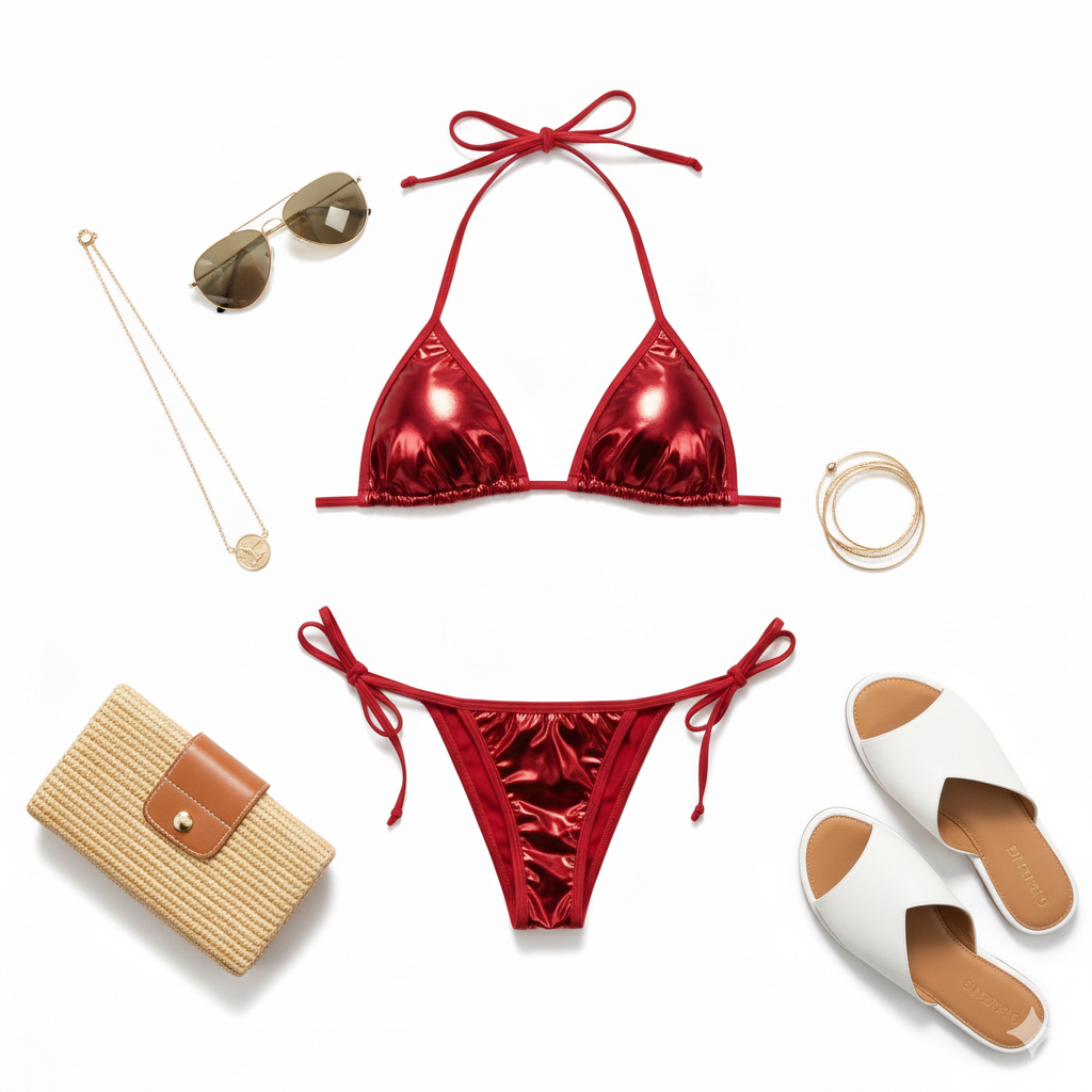 Bikini metálico con fruncido que potencia tu lado atrevido