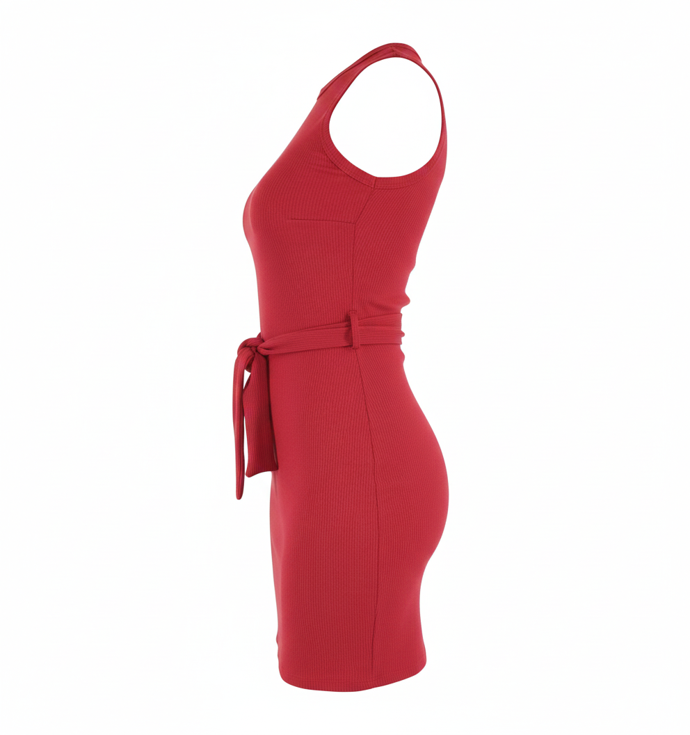 Minivestido sin mangas con amarre que realza tu cintura al instante