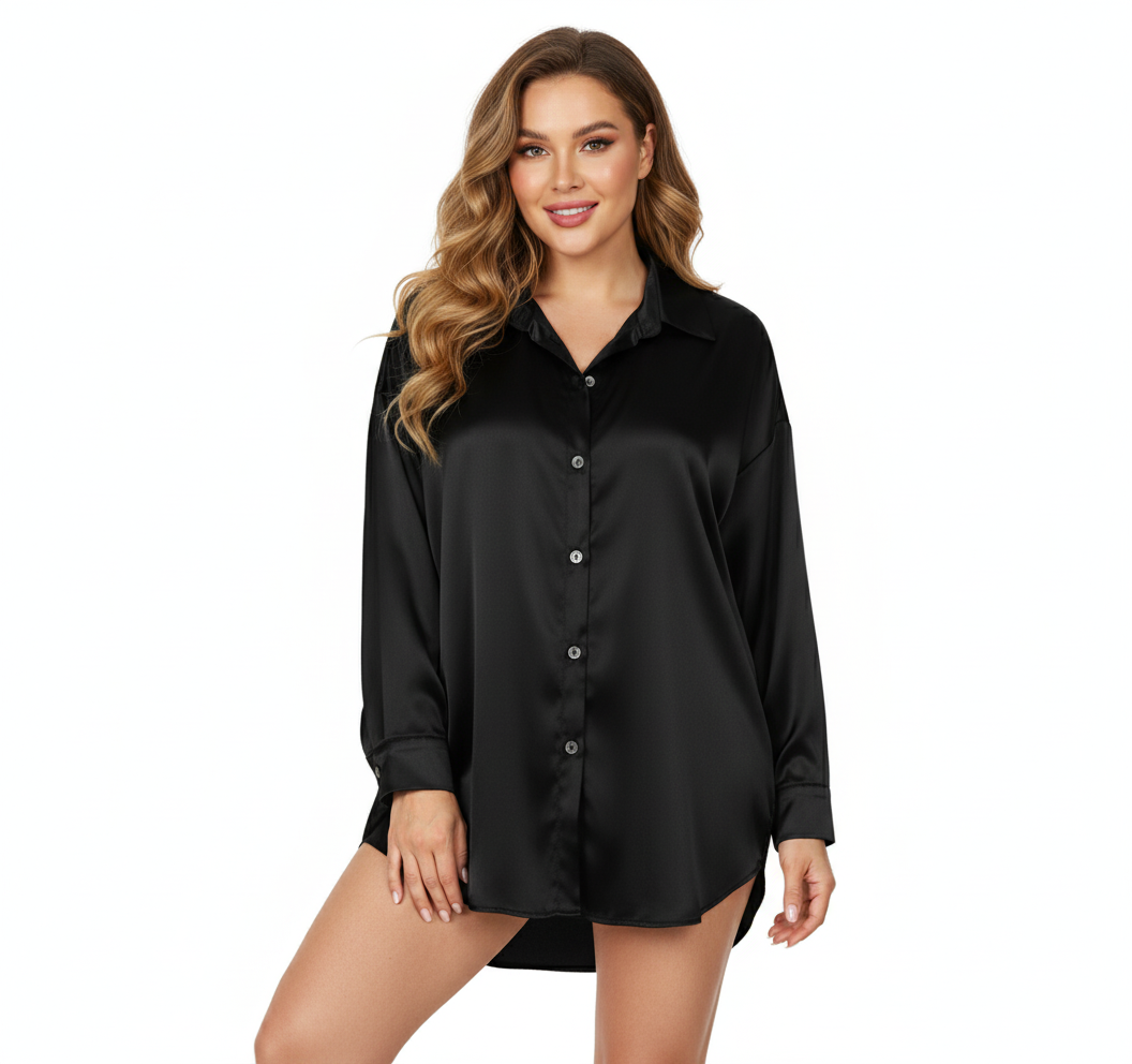 Blusa oversize satinada que combina fluidez y elegancia casual