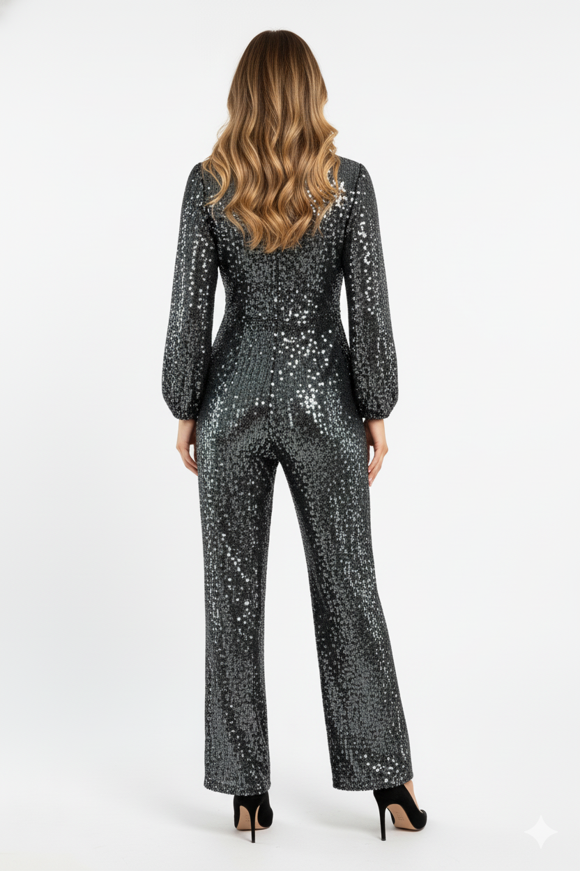 Enterizo largo con lentejuelas que deslumbra sin esfuerzo