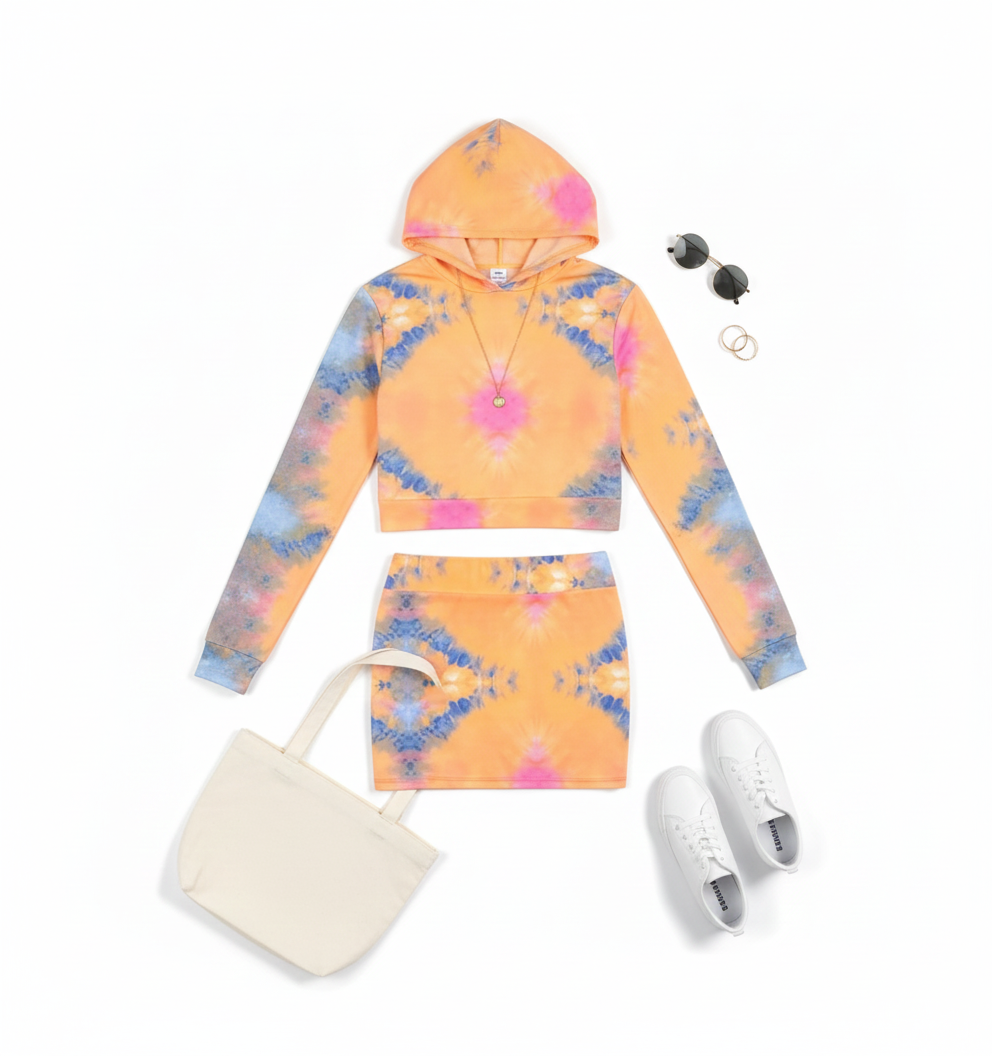 Conjunto tie-dye que estiliza con alegría y forma definida