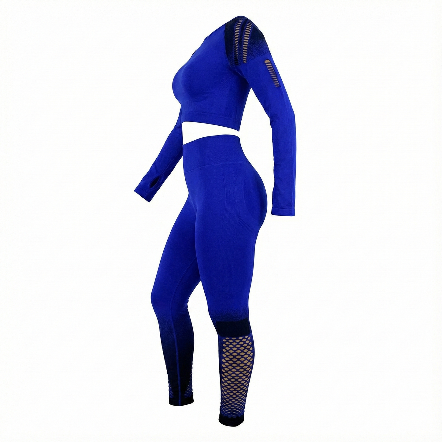 Conjunto deportivo largo con diseño calado y efecto degradado que estiliza tu silueta