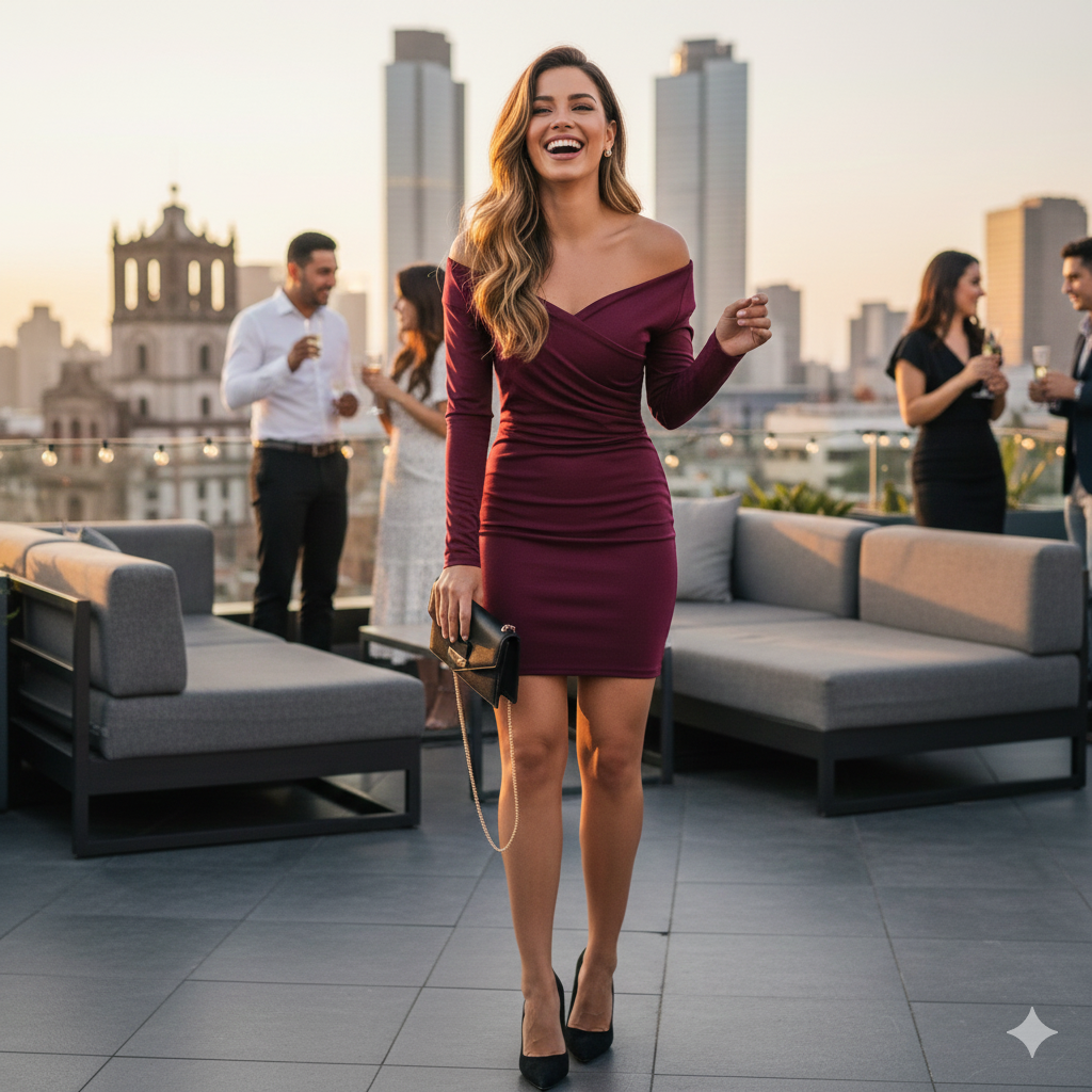 Minivestido de hombros descubiertos que enmarca tu silueta