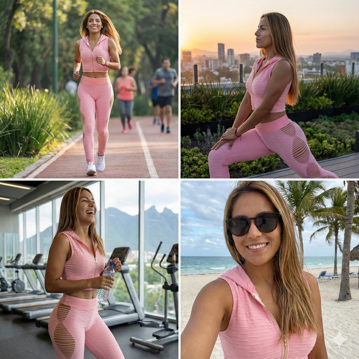 Conjunto deportivo con rombos laterales que estiliza tu figura al moverte