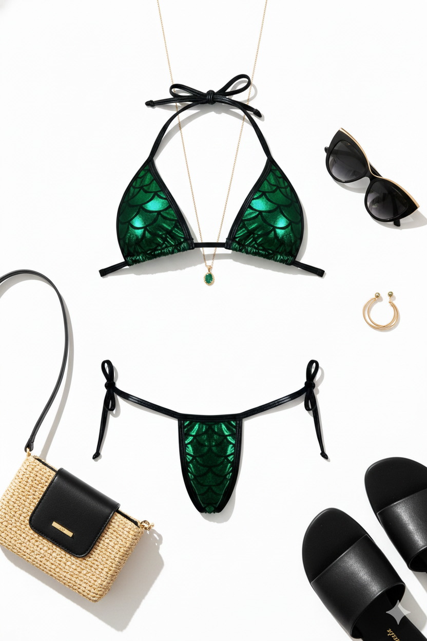 Bikini con brillo escamoso que enciende tu lado más atrevido