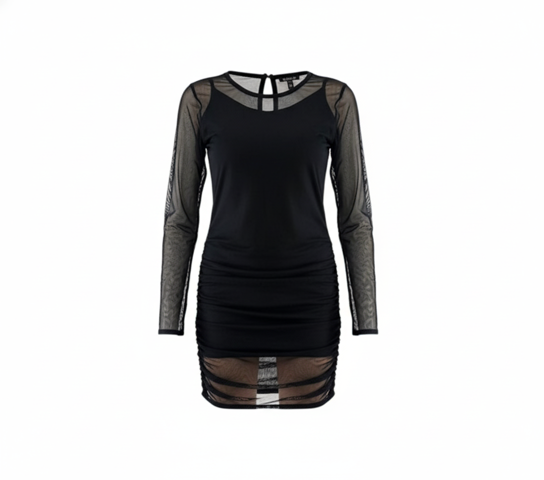 Vestido corto con transparencias que estiliza y acentúa tu figura