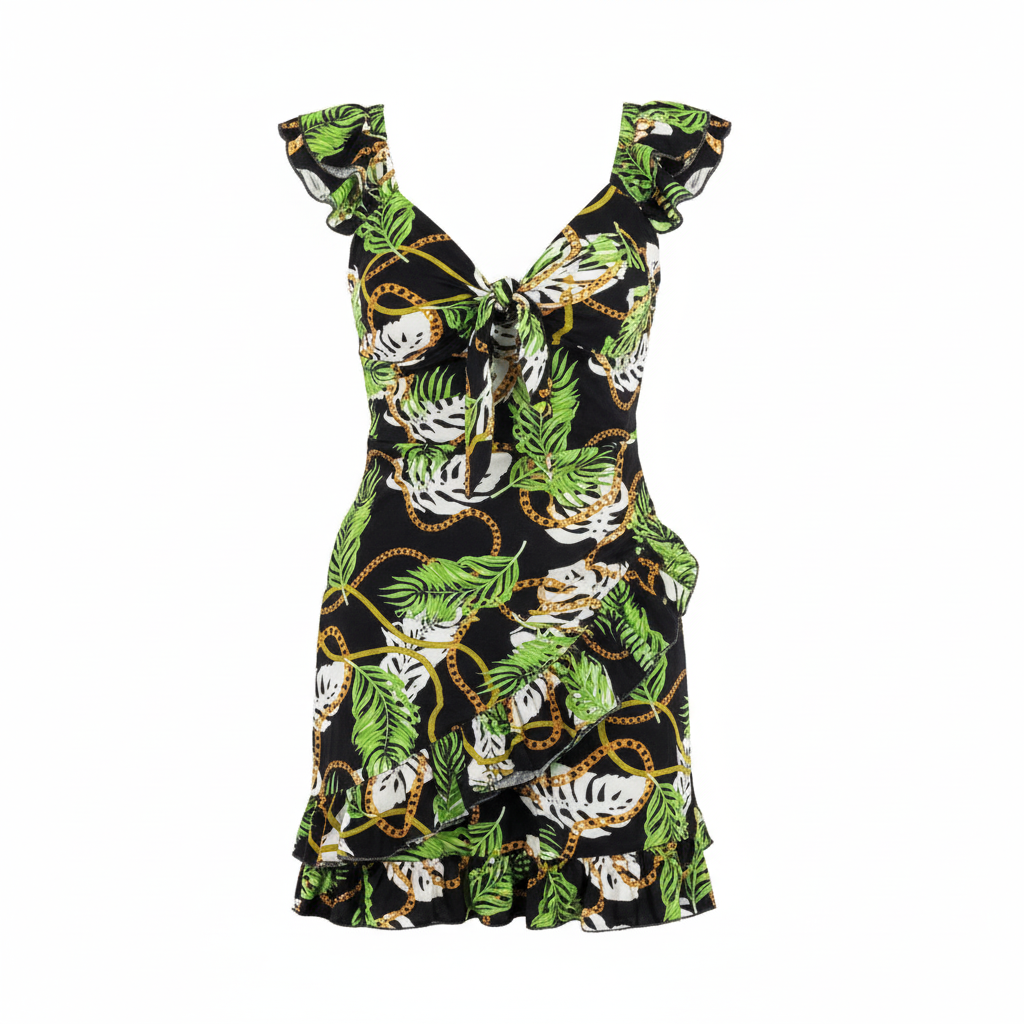 Vestido corto con olanes que resalta tu frescura natural