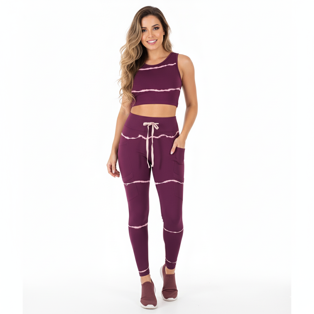 Conjunto deportivo con escote halter que moldea y estiliza al entrenar