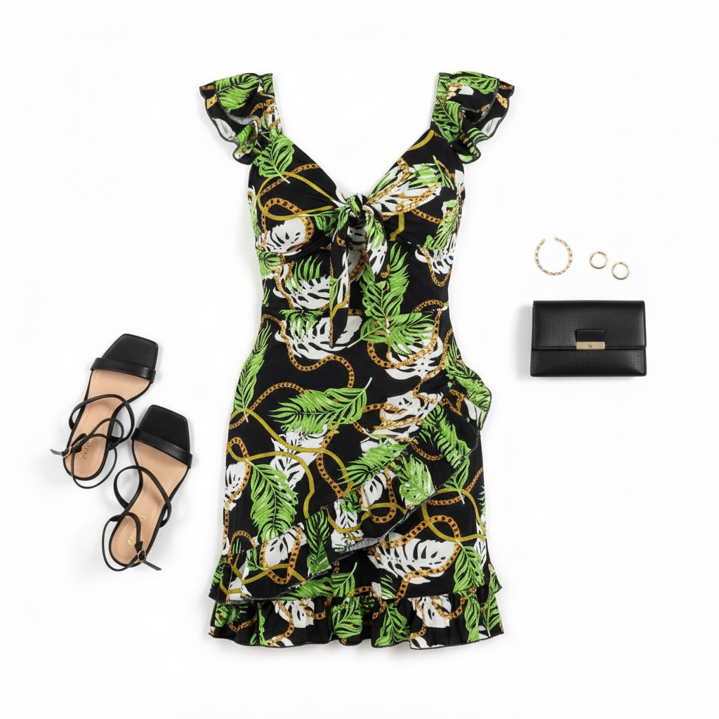 Vestido corto con olanes que resalta tu frescura natural