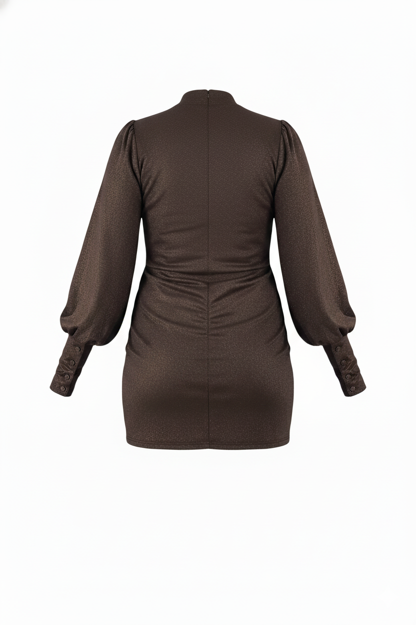Minivestido manga bombacha que acentúa tu cintura con elegancia casual
