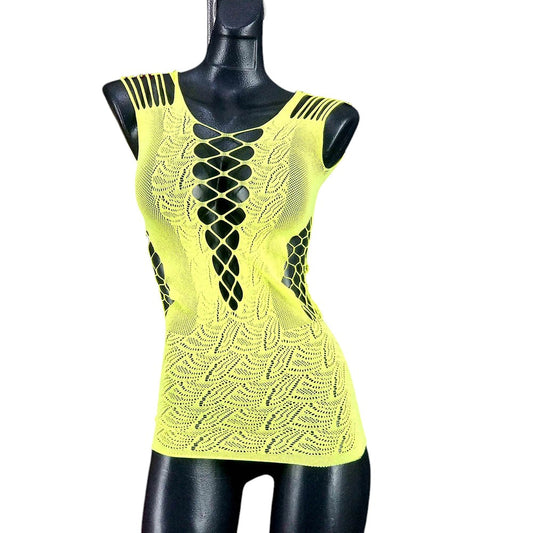 Microvestido calado con escote profundo que enciende tu feminidad audaz