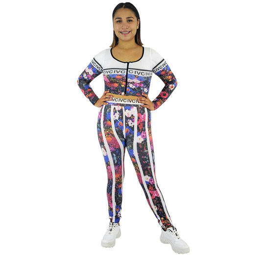 Conjunto deportivo con efecto Push Up que moldea y estiliza con energía floral