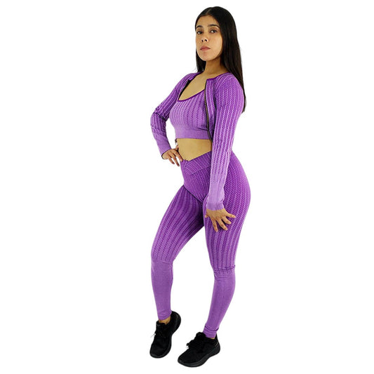 Conjunto deportivo largo con franjas de soporte que esculpe y estiliza tu figura