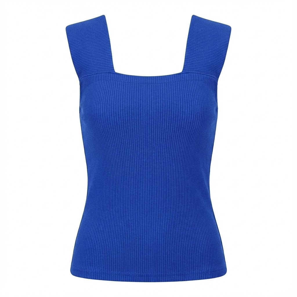 Blusa sin mangas con escote cuadrado que realza tus hombros con frescura