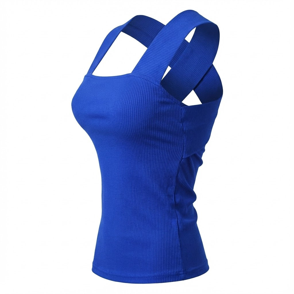 Blusa sin mangas con escote cuadrado que realza tus hombros con frescura