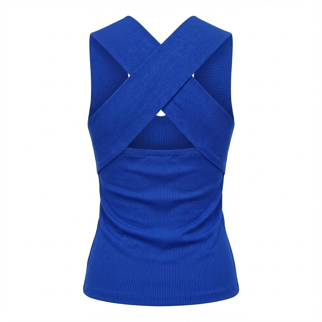 Blusa sin mangas con escote cuadrado que realza tus hombros con frescura